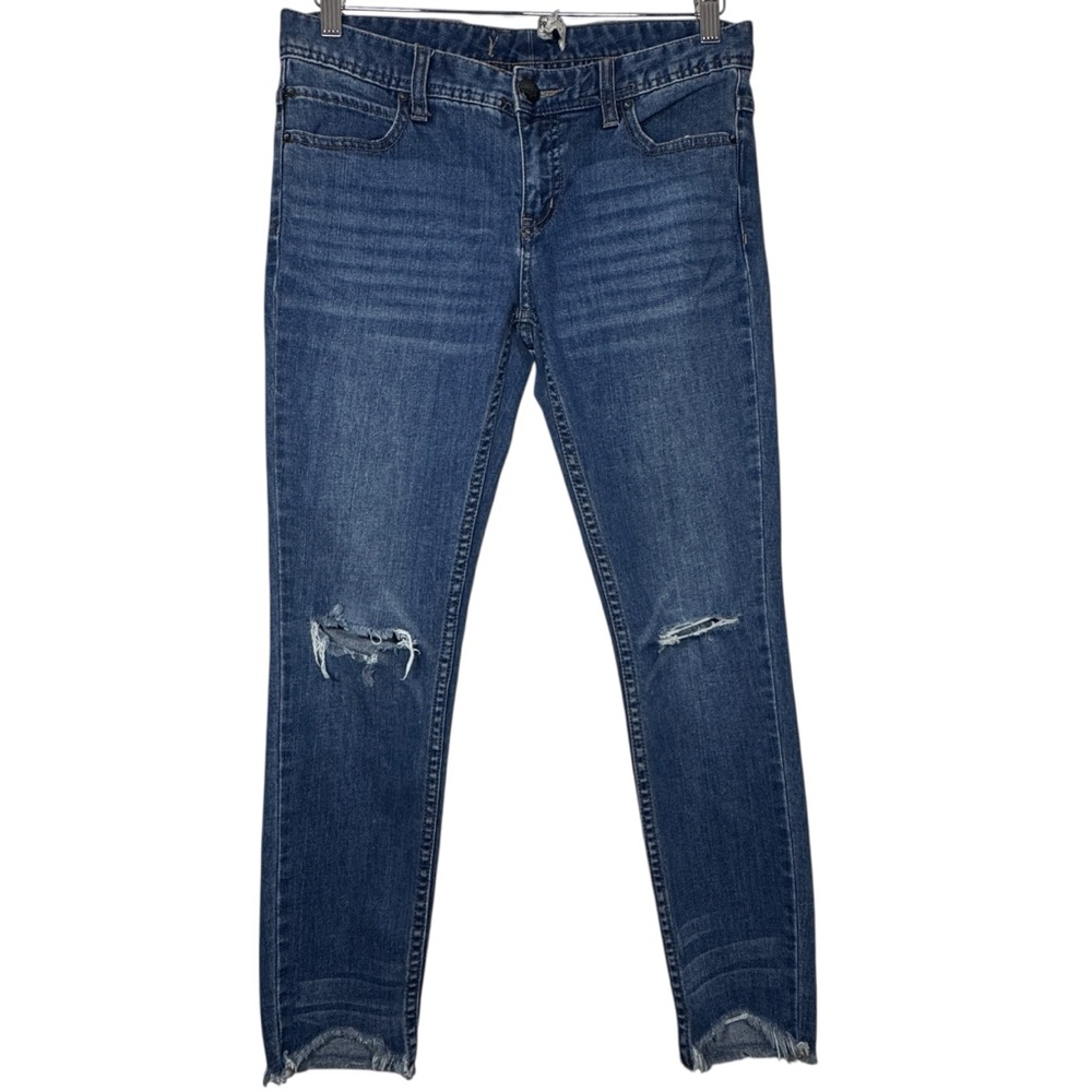 Free People Dark Blue Distressed Skinny Jeans